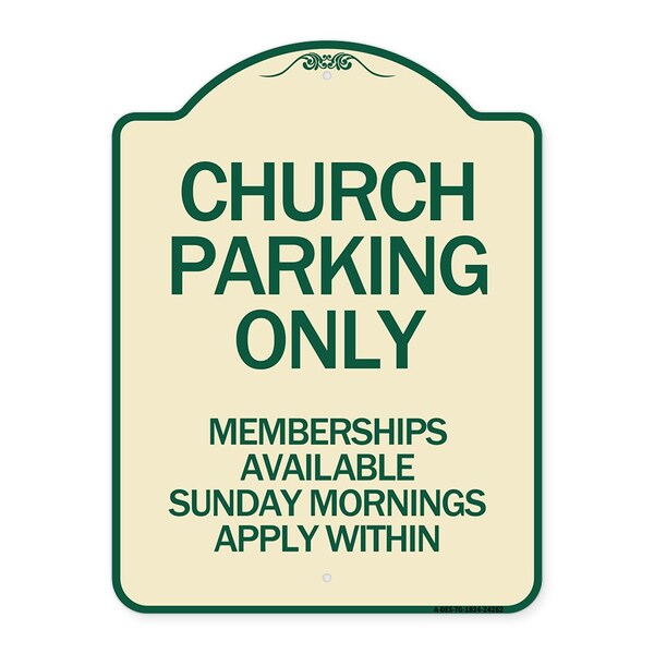 Church Parking Memberships Available Sunday Mornings Apply Within Alum, 24" x 18", TG-1824-24262